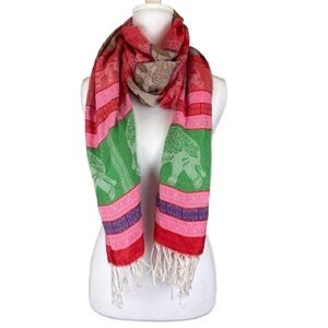 Pashmina 100% Cashmere Elephant Shawl Wrap Fringed Scarf Boho